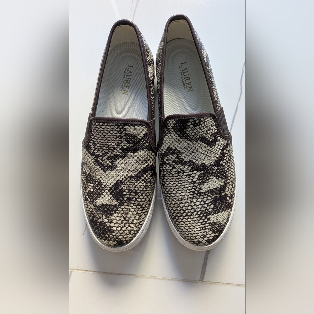New Lauren Ralph Lauren Jinny Slip On Sneaker Snake Skin, Size 10, New.